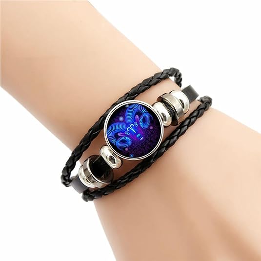 Zodiac Sign Leather Strap Adjustable Bracelet