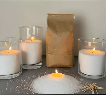 Pearled Candle 18 Oz - Unscented Non Toxic Luxury Long Lasting Powder Candles - Lasts up to 120 Hours - Refillable Candle Sand with 30 Wicks for Candle Making